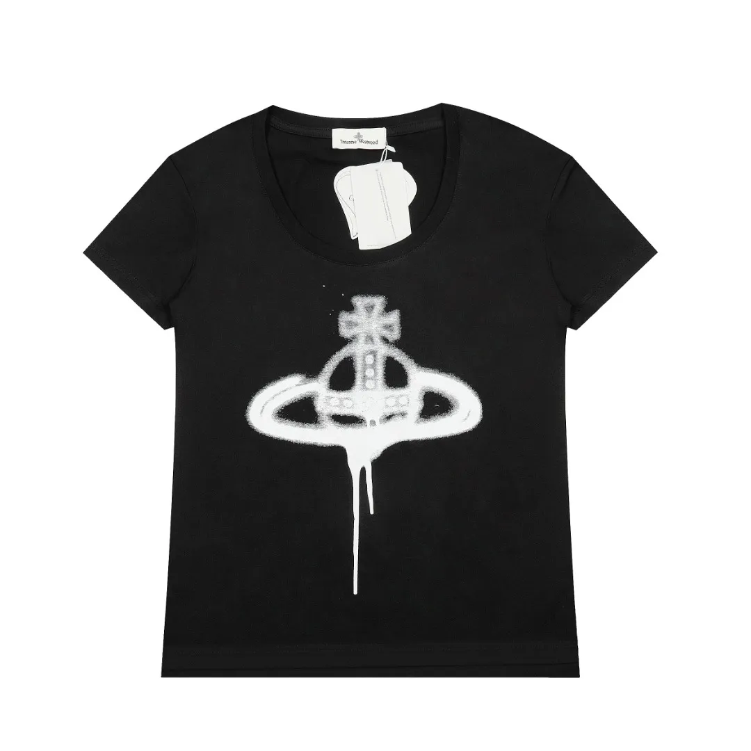 VIVI996# "Top hot style" vivienne west wood Queen Mother West U-neck big T short-sleeved, internet celebrity with millions of fans, PP same style upper body, good-looking, very high return rate! Size: XS-L Color: White Black